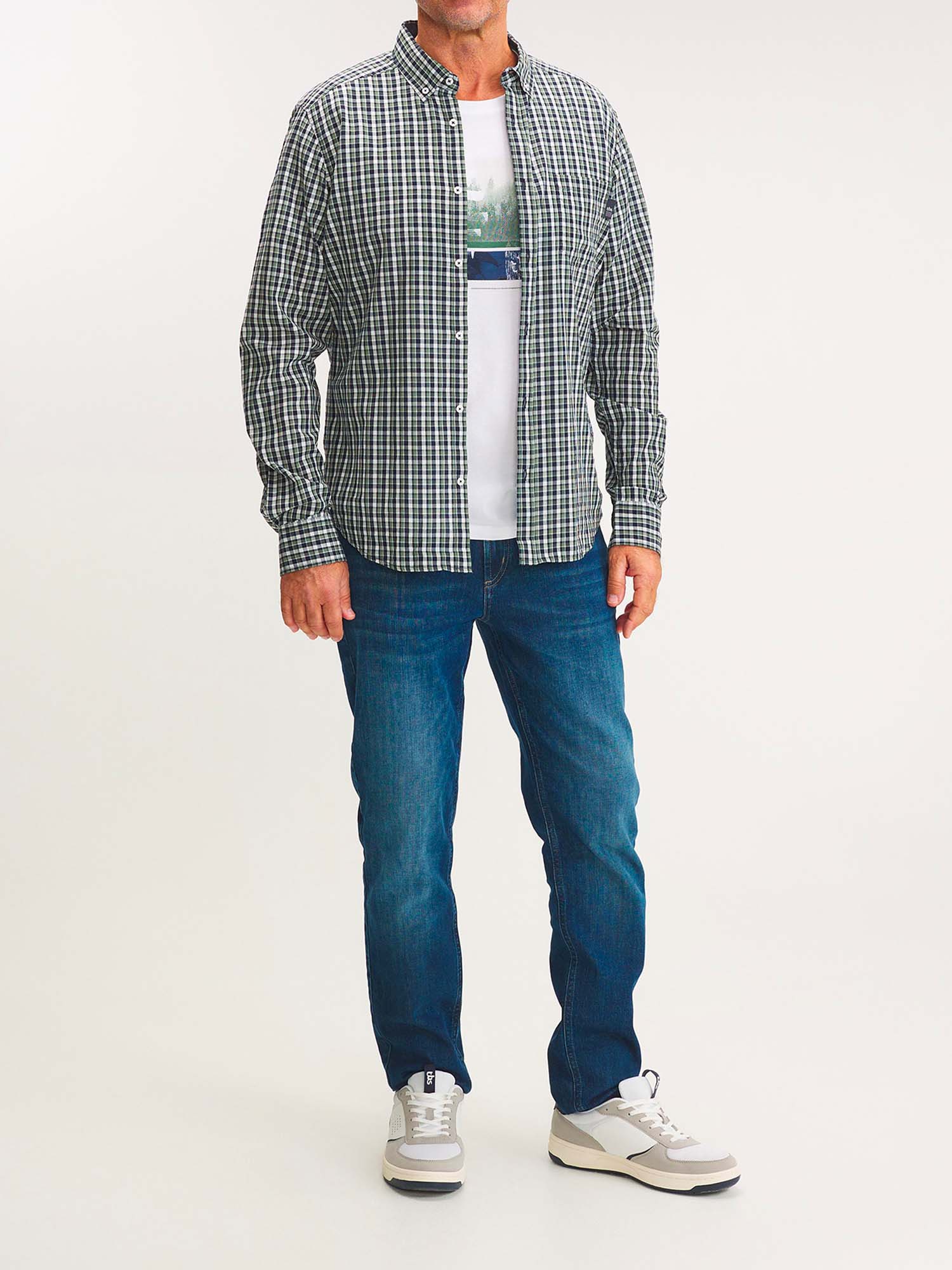 Chemise Homme Petits Carreaux Bleu et Vert