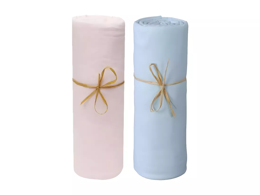 Lot de 2 Draps housse lit bébé 60 x 120 cm / 100% coton / 57 fils/cm²
