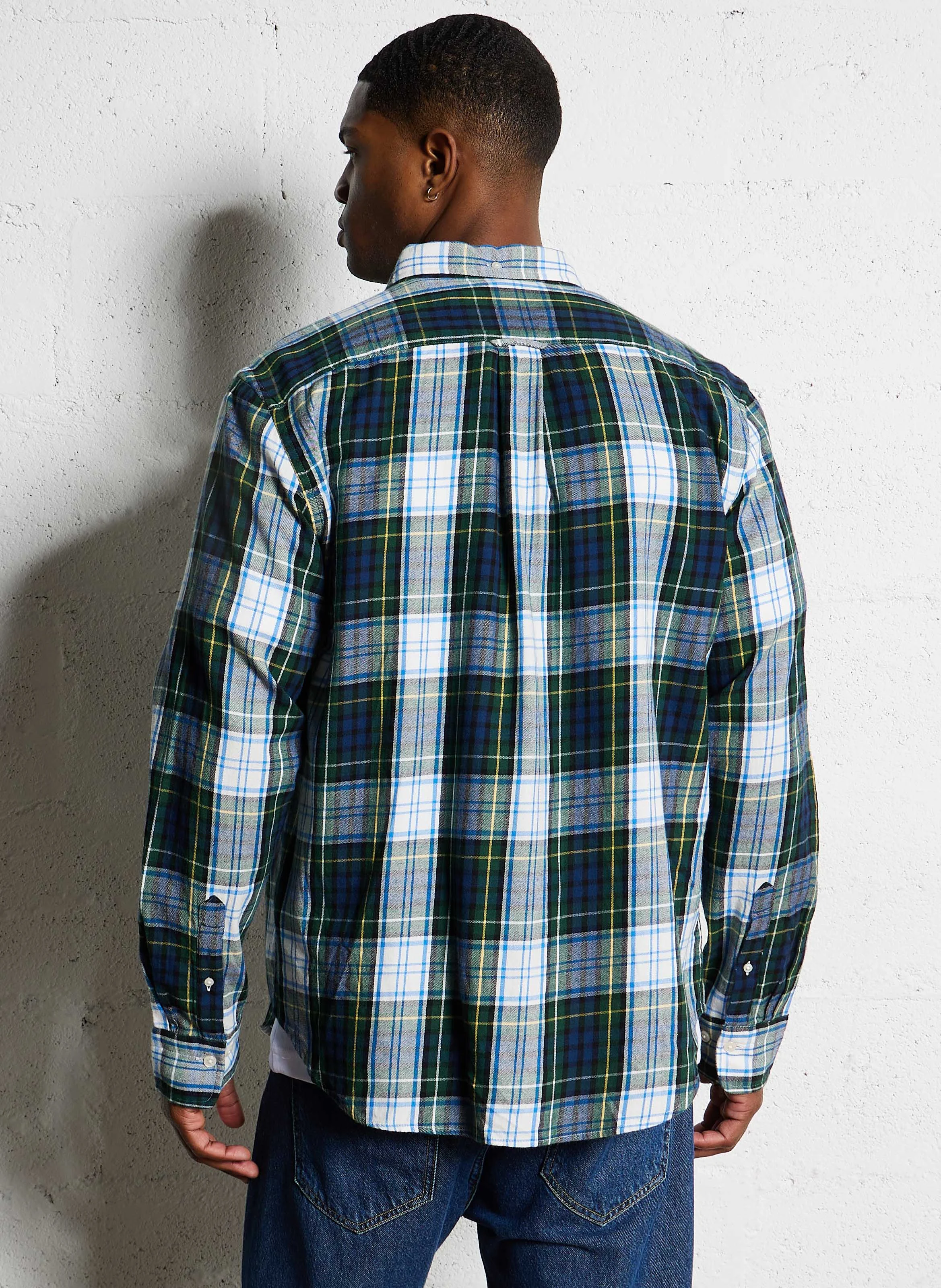 Chemise droite en coton imprimé | Vert