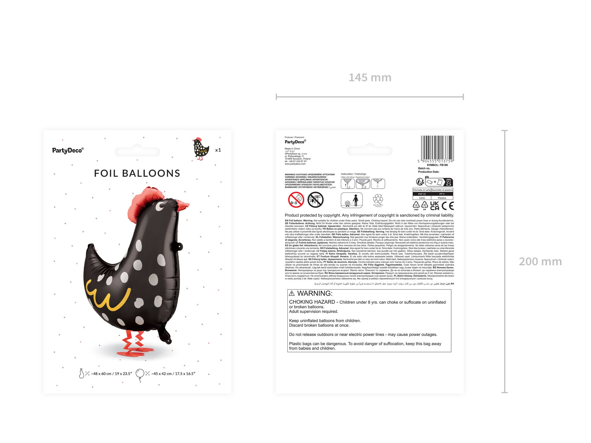 Helium Ballon Kip Leeg 45cm