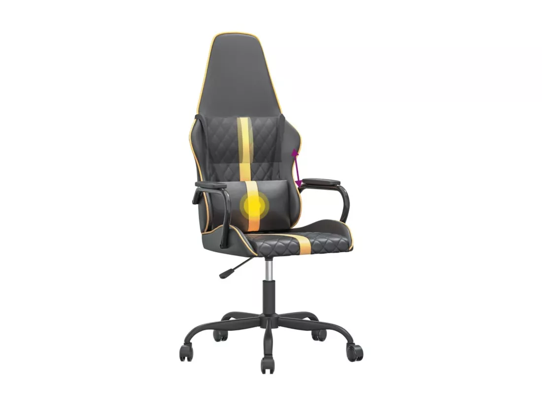 Chaise de jeu de massage doré et noir similicuir