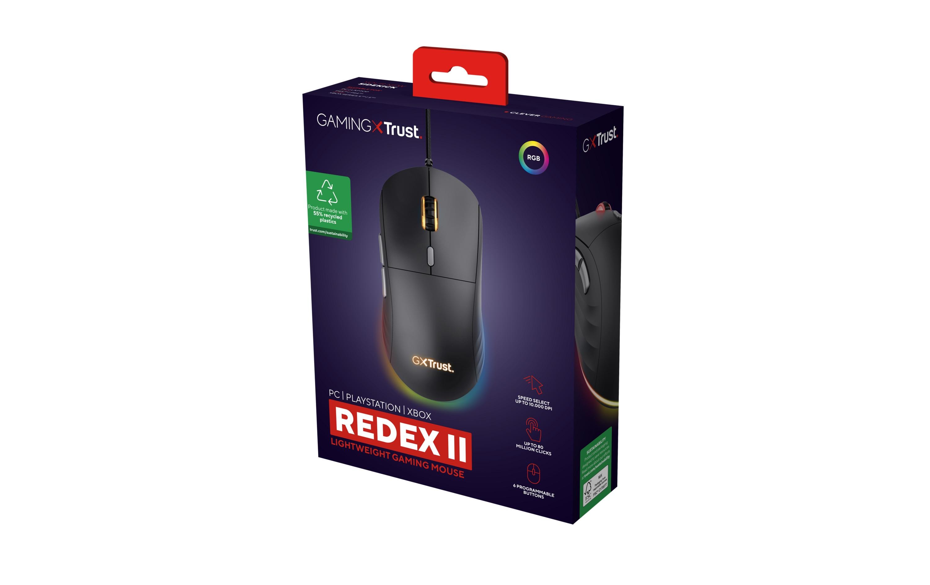 Gaming-Maus GXT 925 Redex IIFederleichte Gaming-Maus mit voll einstellbarer RGB-Beleuchtung