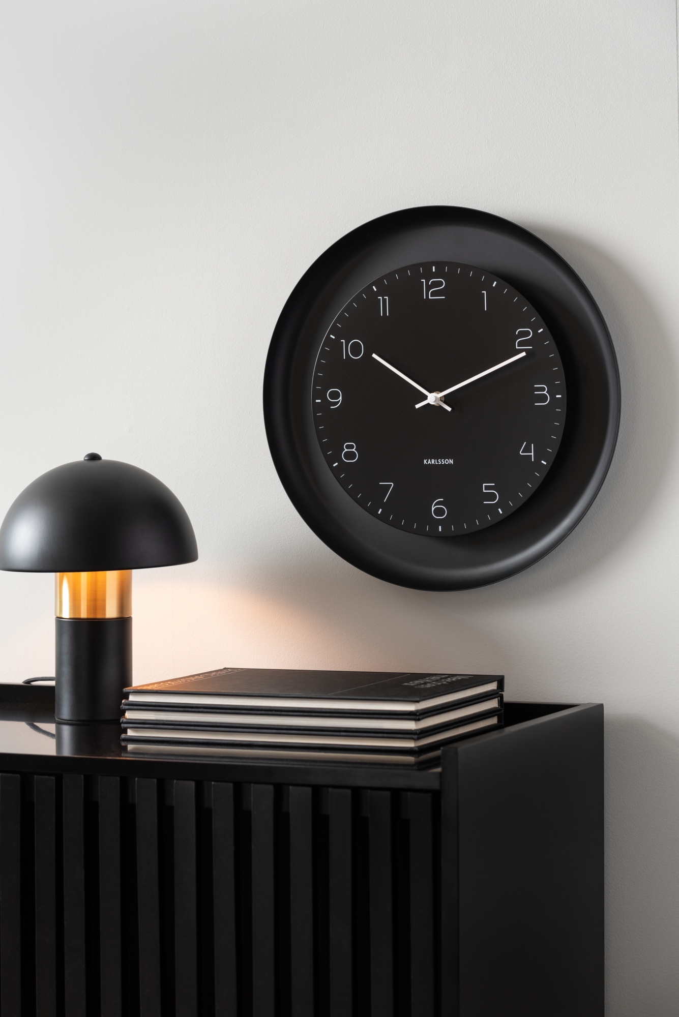 Wall clock Dual Disc metal black