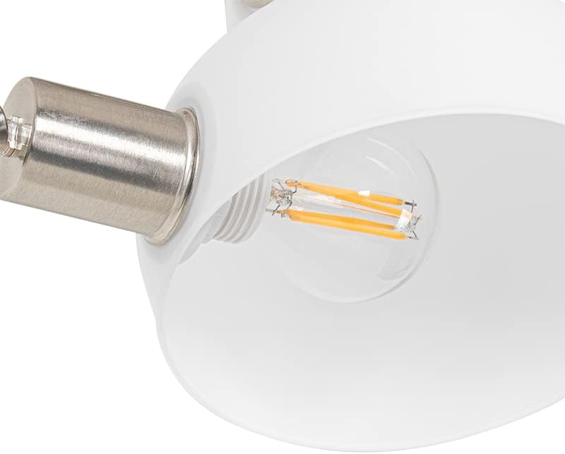 Qazqa - Design Stehleuchte I Stehlampe I Standleuchte I Lampe I Leuchte stahl I nickel matt mit Opalglas 5-flammig - Sixties Marmo I Wohnzimmer I Schlafzimmer - Stahl Länglich - LED geeignet E14