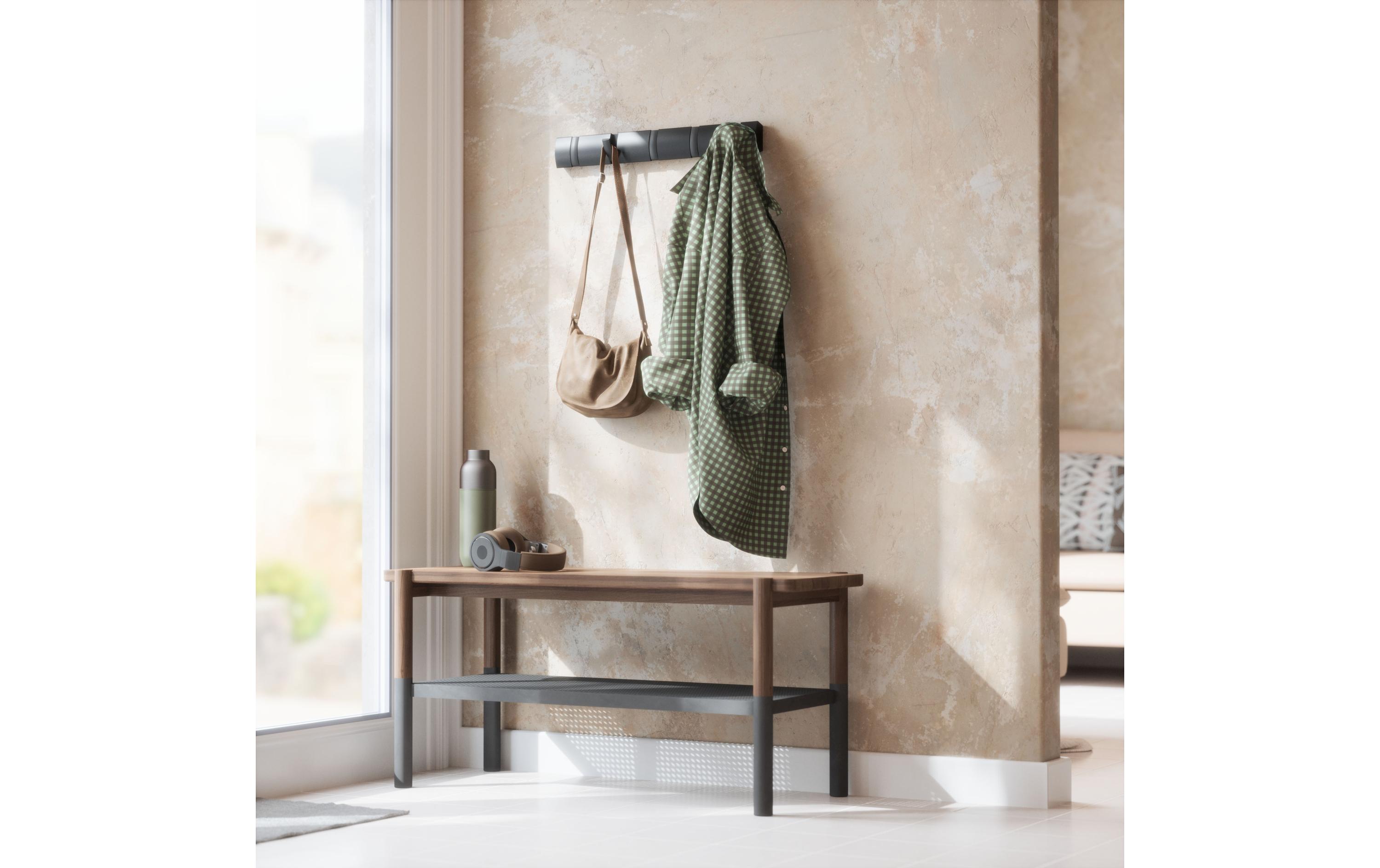 Wandgarderobe Flip 5 Haken, SchwarzGarderobenhaken zum einklappen