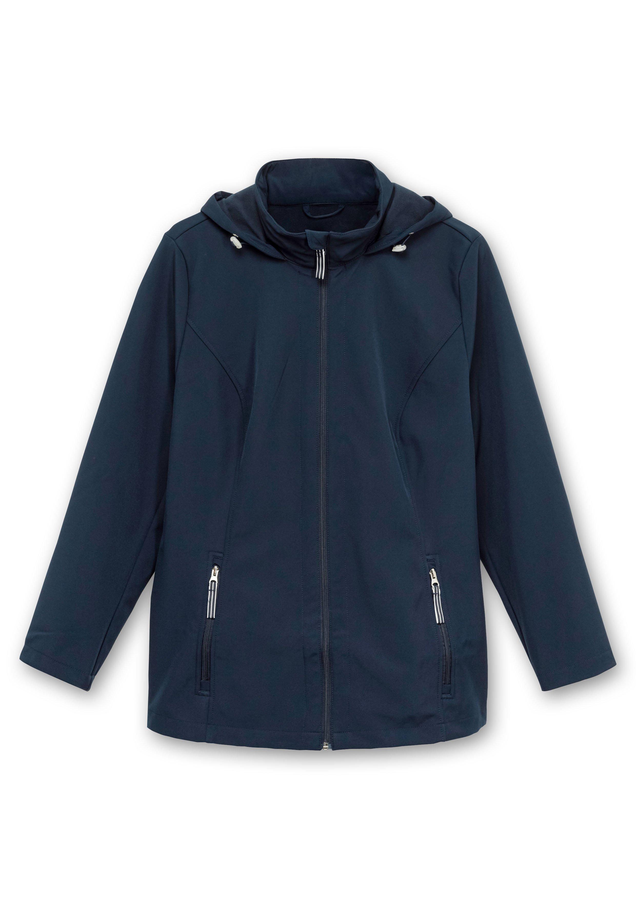 Softshelljacke mit Kapuze, in Longform