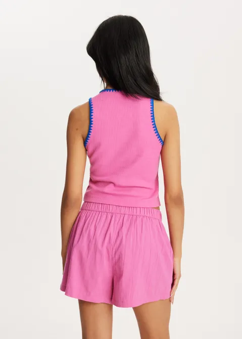 Singlet met borduursel roze (ROS)