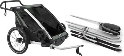 Thule Chariot Lite 2 Sykkelvogn inkl. Ski- & Tursett, Agave