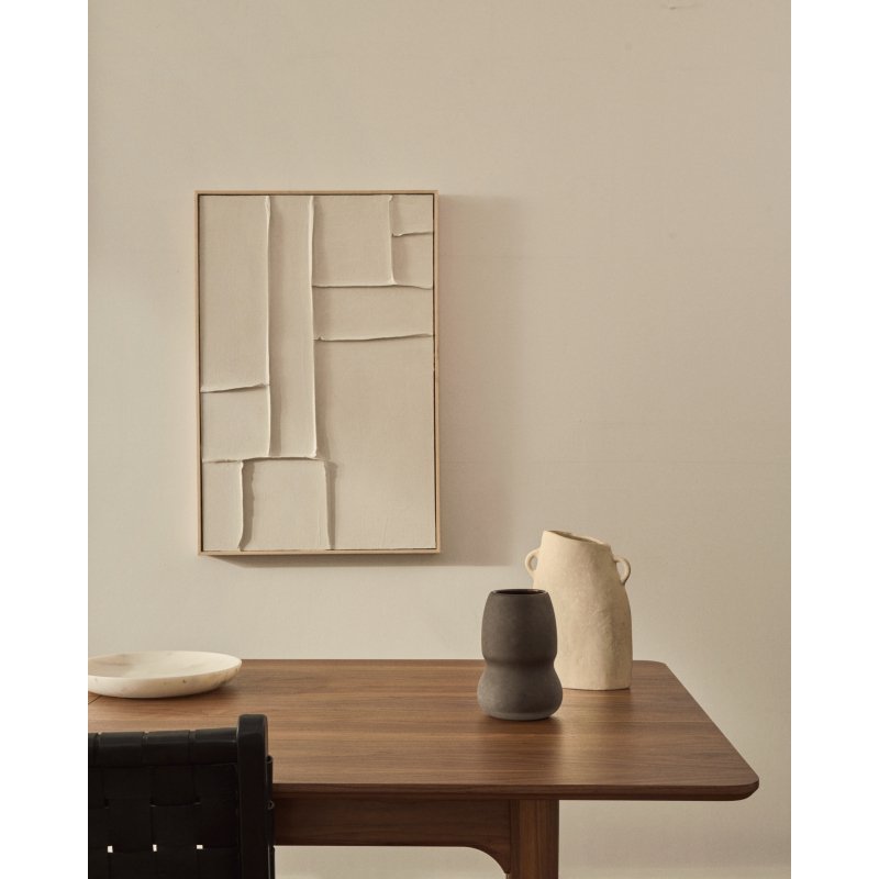 Tableau Klis en lin aux formes géométriques blanc 60 x 90 cm