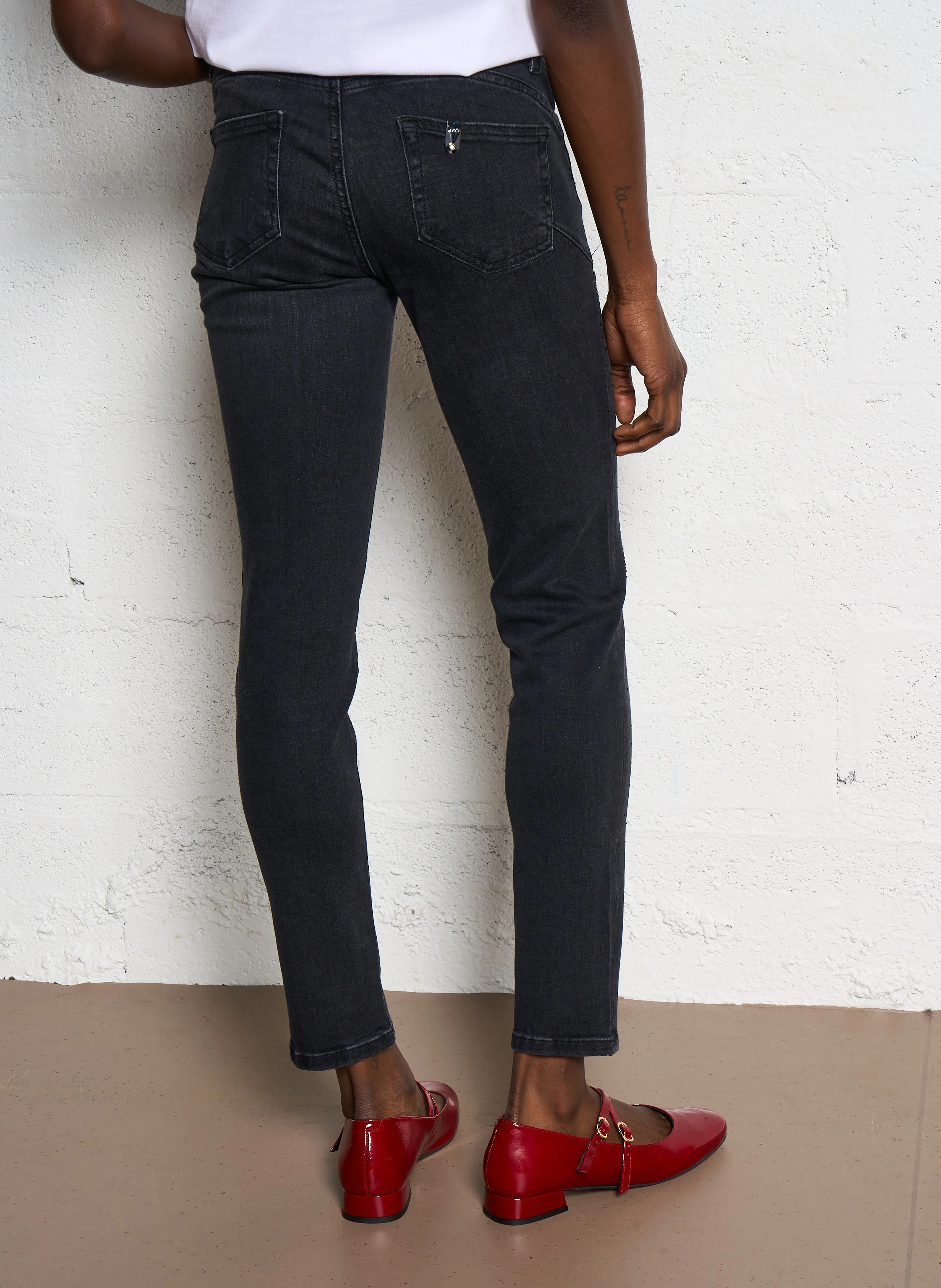 Jean skinny en coton mélangé | Noir