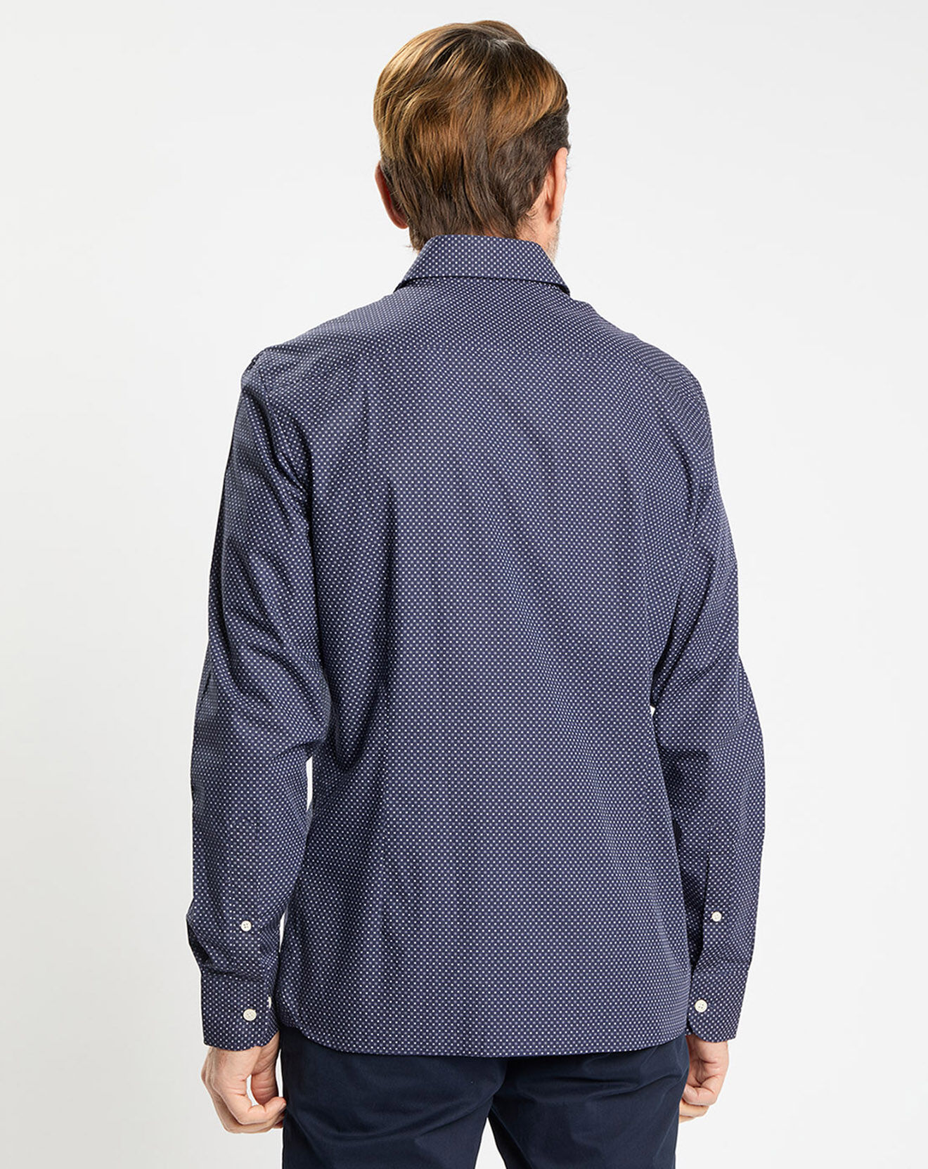 Hackett London Chemise Slim Fit à micro imprimé géométrique bleue