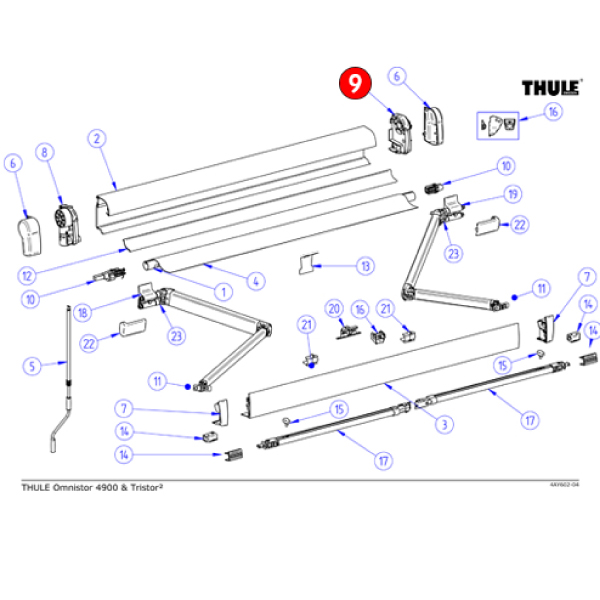 Embout droit de store 4900 THULE Blanc