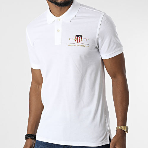 Polo Manches Courtes Archive Shield Pique 2002014 Blanc