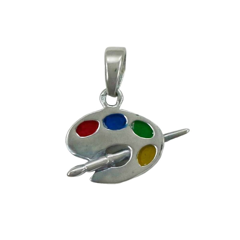 Pendentif palette de peinture, pendentif peintre - Argent massif