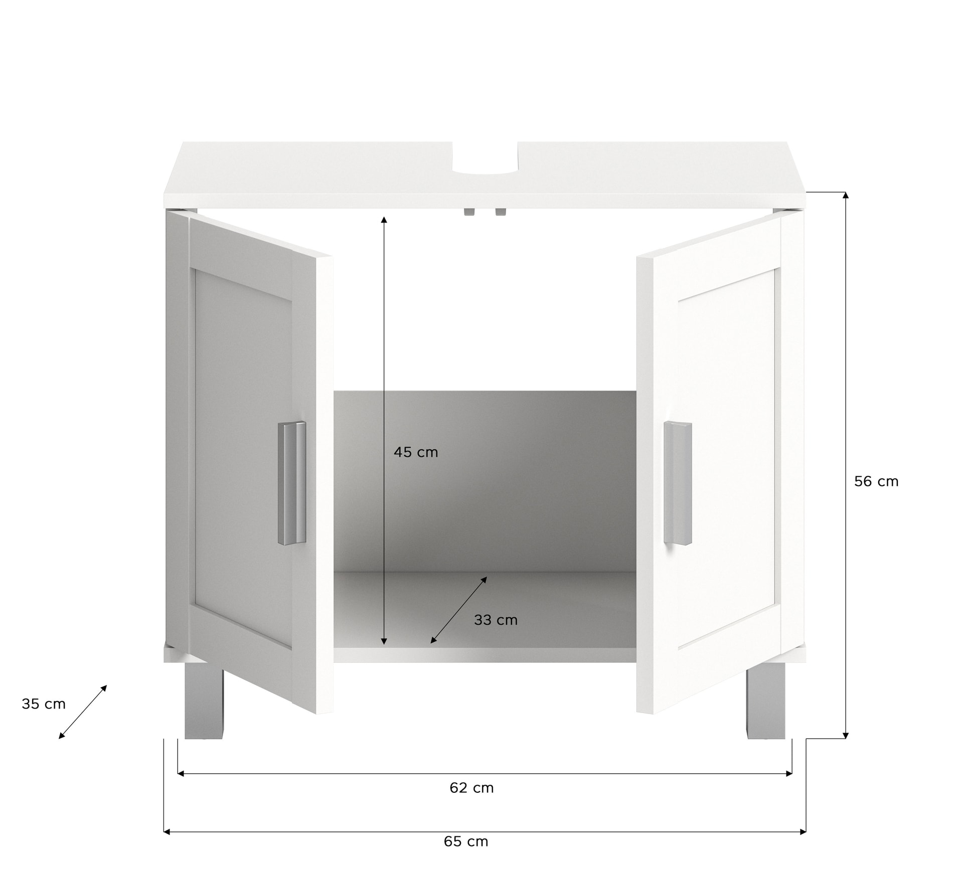 Waschbeckenunterschrank Mood weiß B/H/T 65x56x35 cm