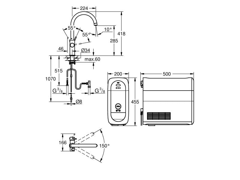 GROHE Küchenarmatur Blue Home C-Auslauf, Starter Kit, Chrom Die frischste Wasserquellen