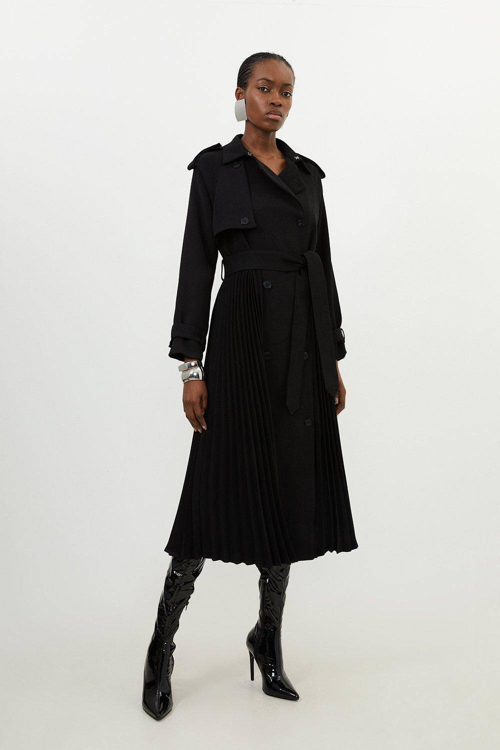KarenMillen Trench-coat Ceinturé à Détails de Pli Sur Mesure