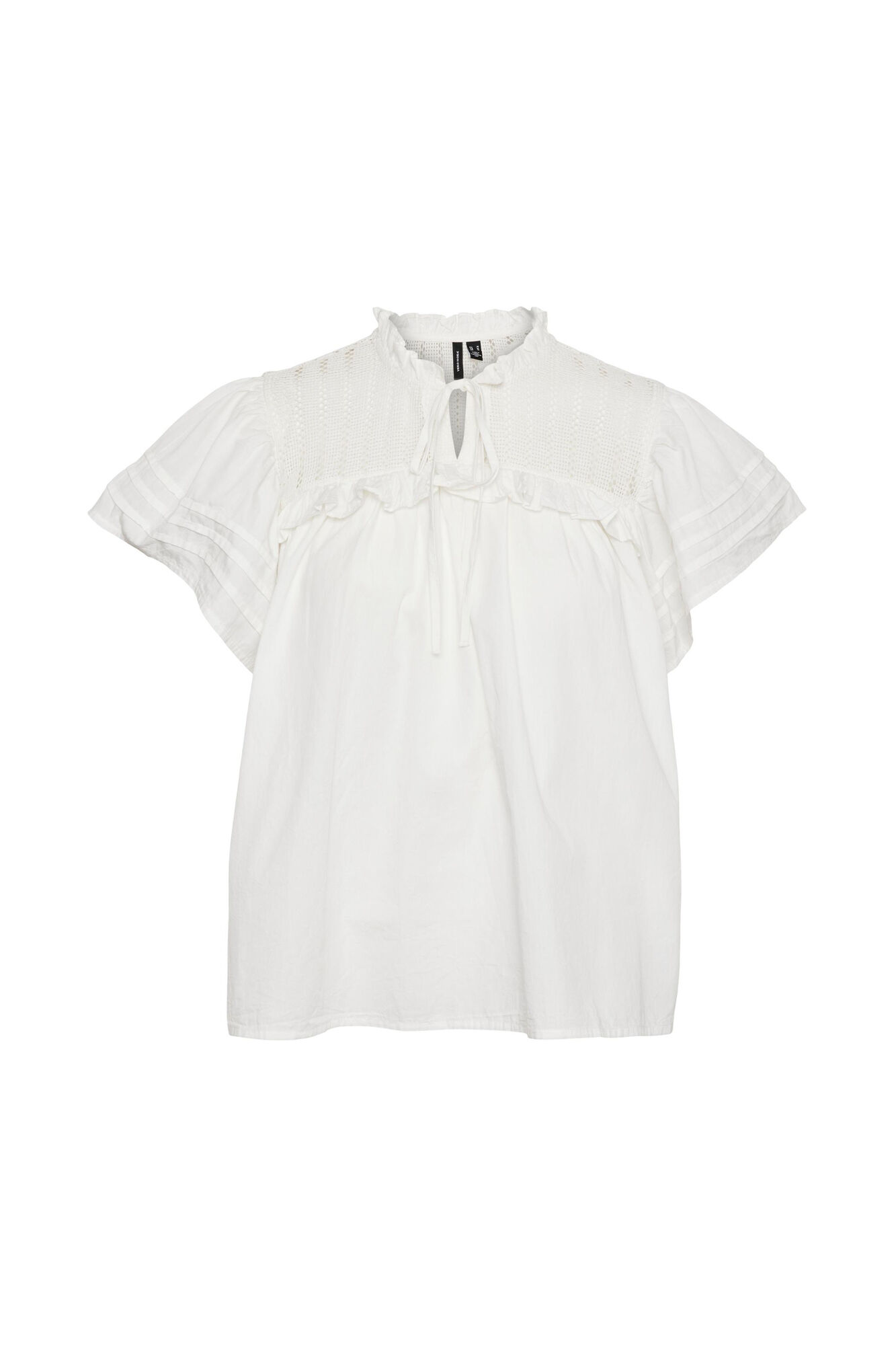 Blusa de manga curta com gola fechada - Branca