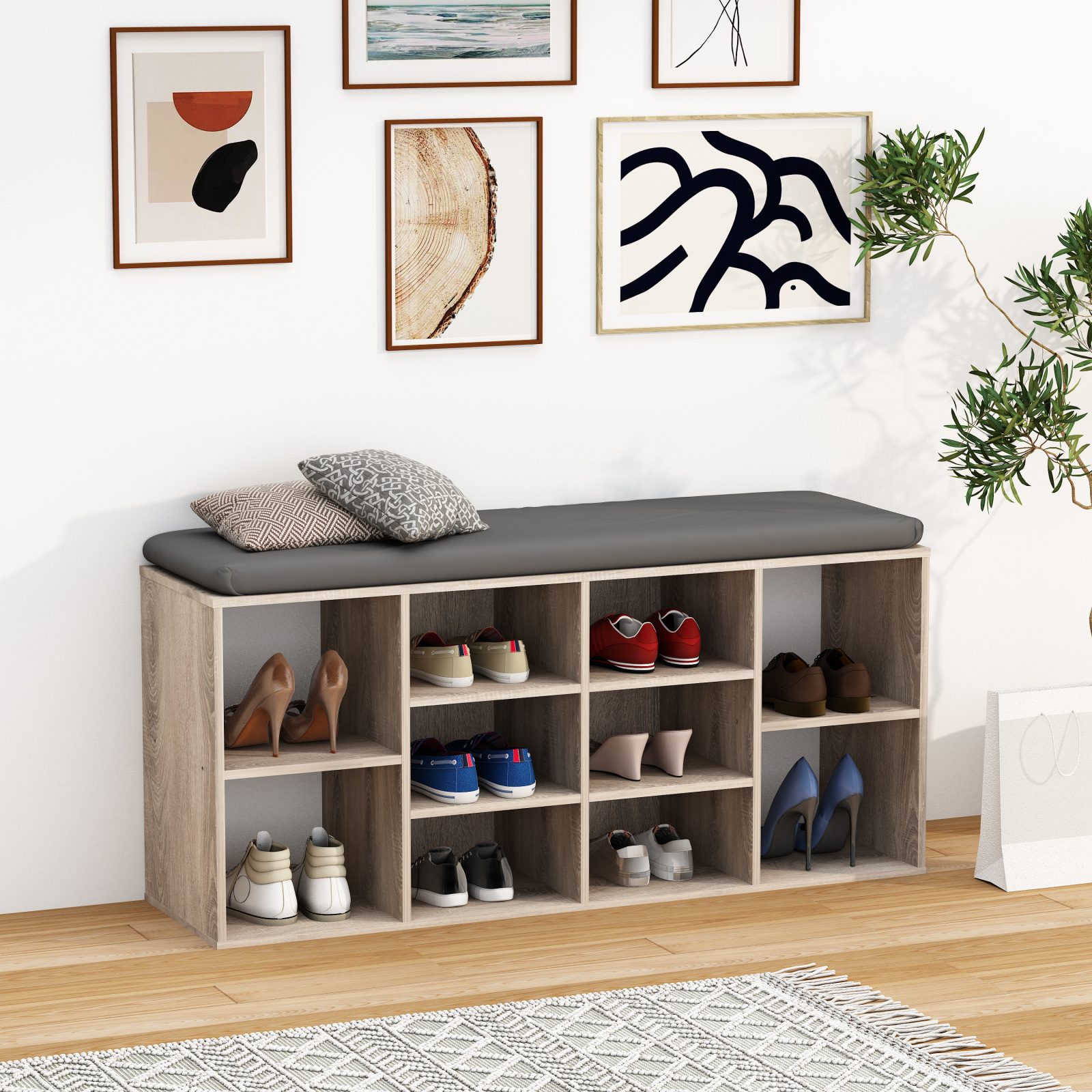 Schuhbank HINSOL S- Sonoma Eiche - 10 Fächer