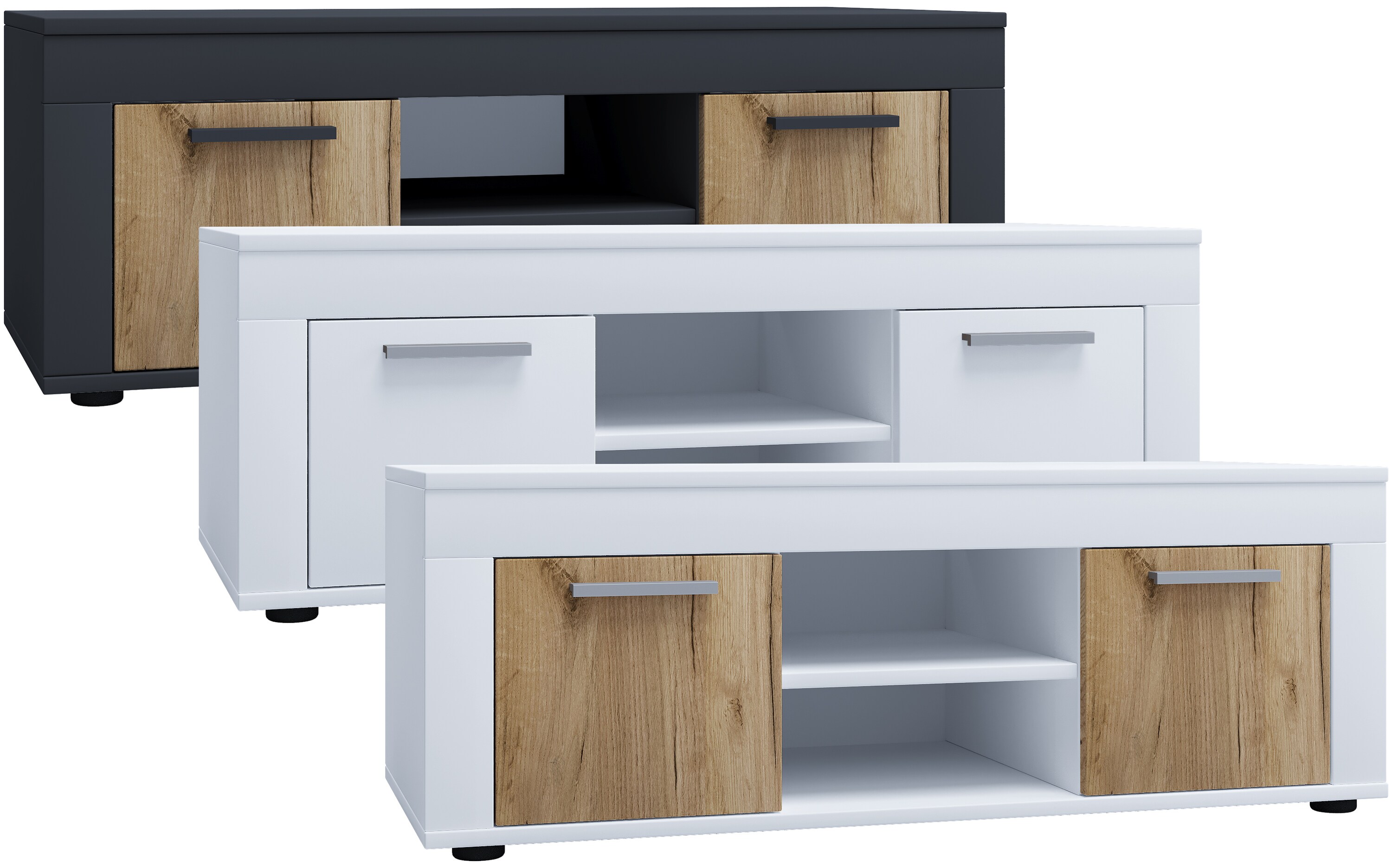 VCM Holz TV Lowboard Möbel Fernsehschrank Tisch Konsole Fernsehtisch Breite 102 cm Usilo L