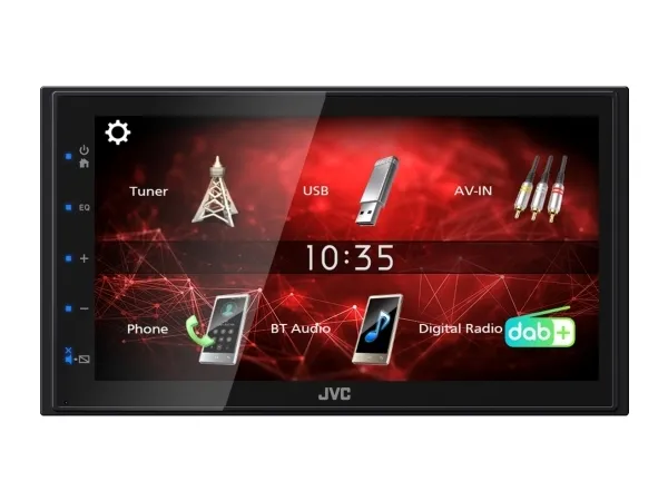 JVC KW-M27DBT, Sort, 2 DIN, 180 W, 64 W, 20 - 20000 Hz, 40 ohm (O)