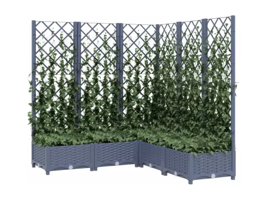 Jardinière avec treillis Gris foncé 120x120x121,5 cm PP