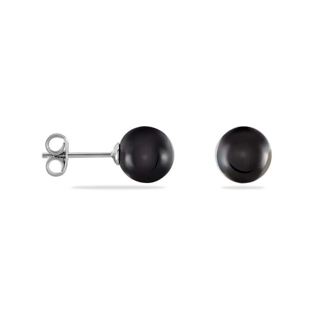 Boucles D'oreilles Puces Orbe Argent Blanc Céramique