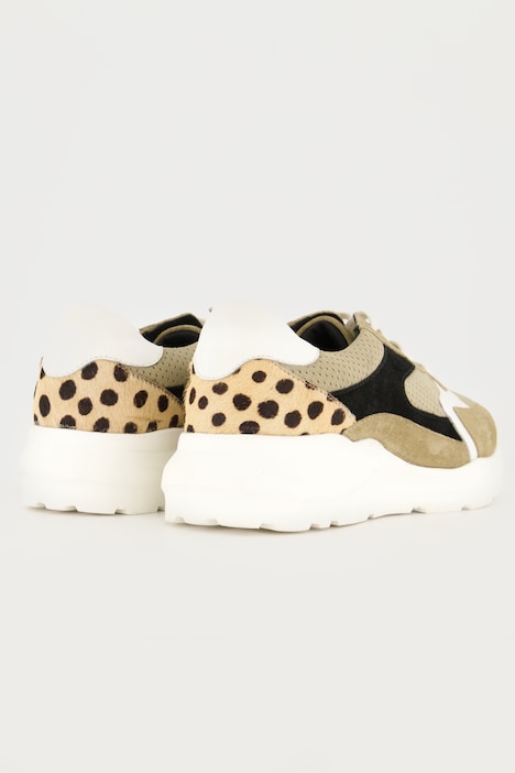 Leder-Sneaker, Colormix, Fersen-Print, Weite H