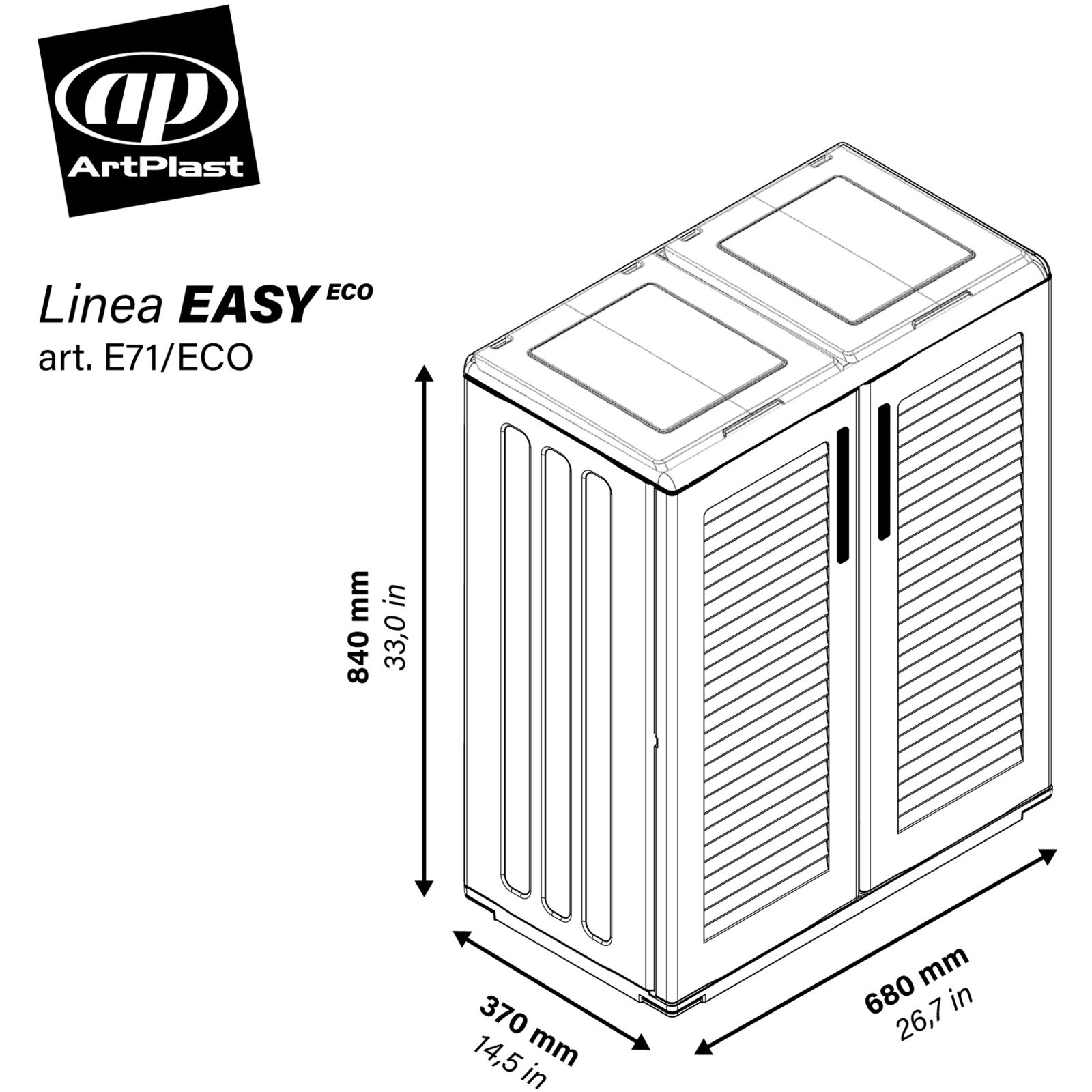 Kommode Easy 2-türig anthrazit, 68 x 84 x 37 cm
