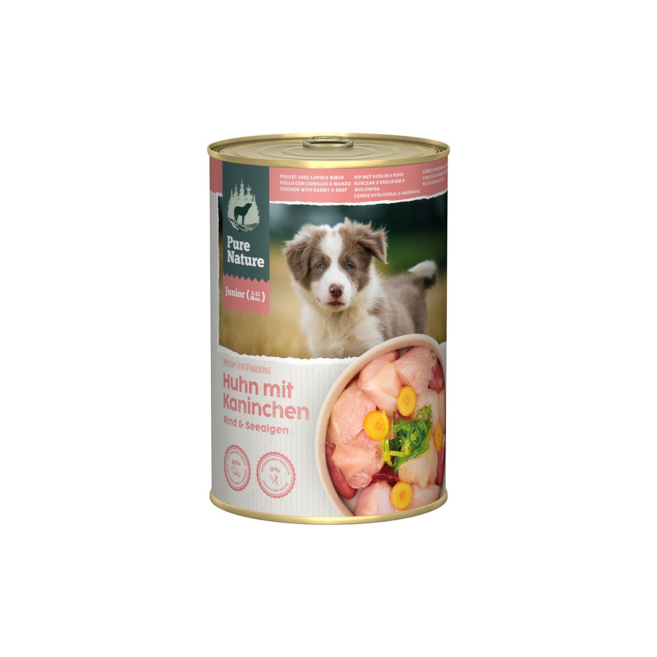 Pure Nature Hund Junior Huhn mit Kaninchen & Rind 6 x 400 g