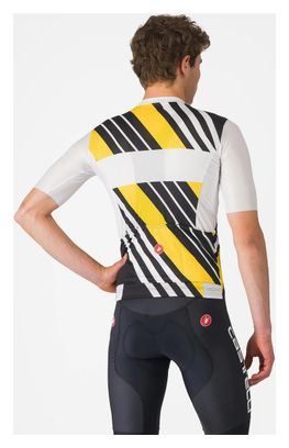 Maillot à Manches Courtes Castelli Héritage Homme Noir Blanc Jaune