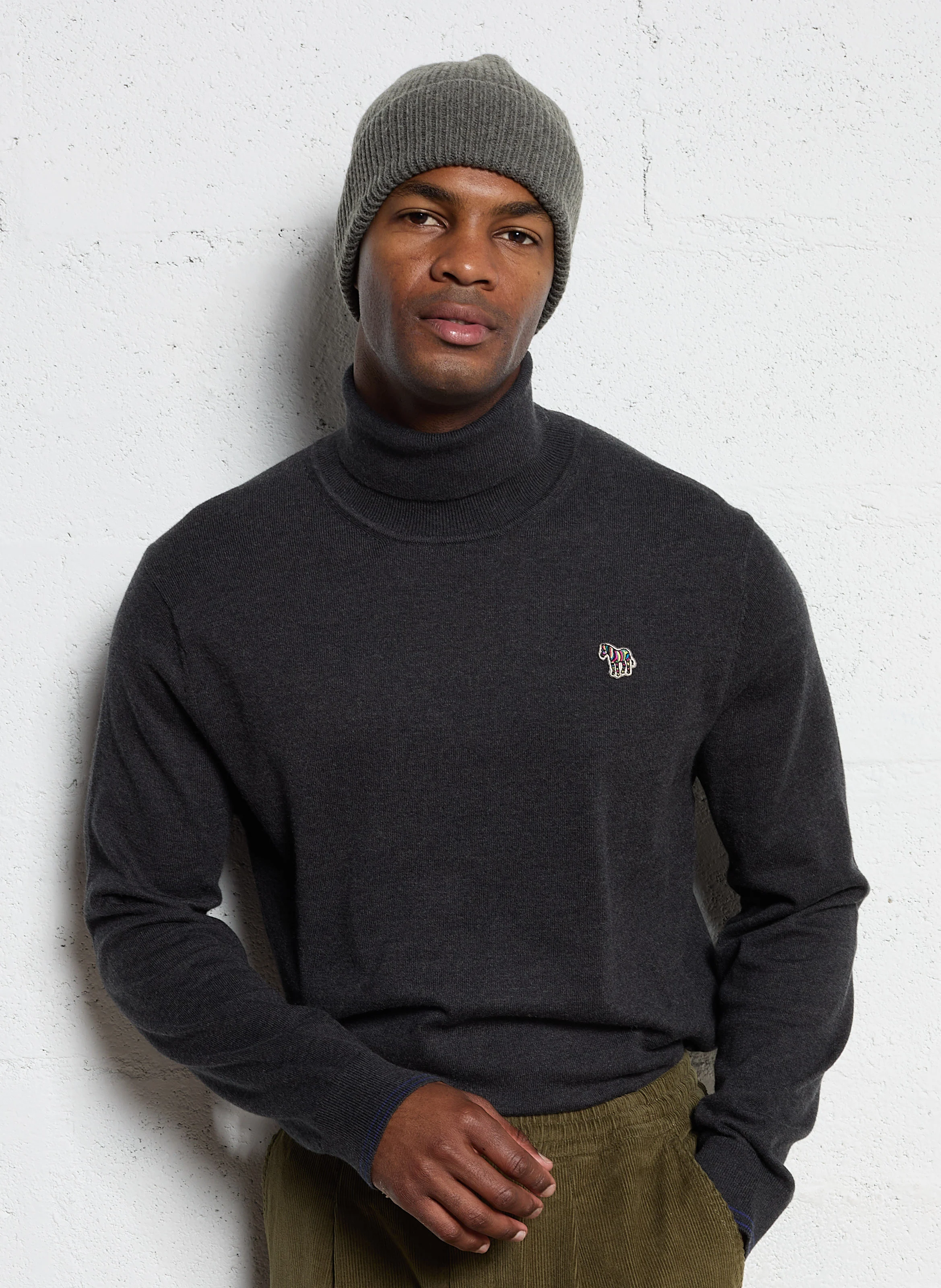 Pull col roulé en coton mélangé | Noir