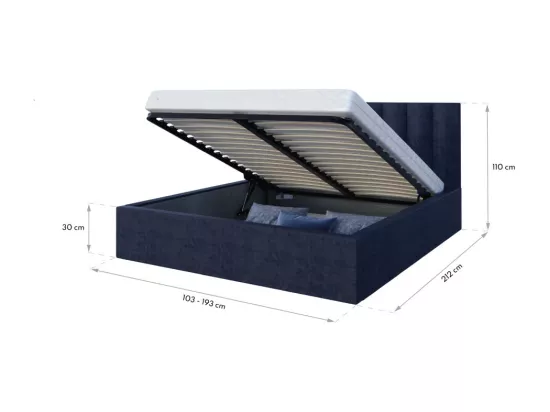 Lit coffre Colorado 160x200 - Sommier inclus Crème