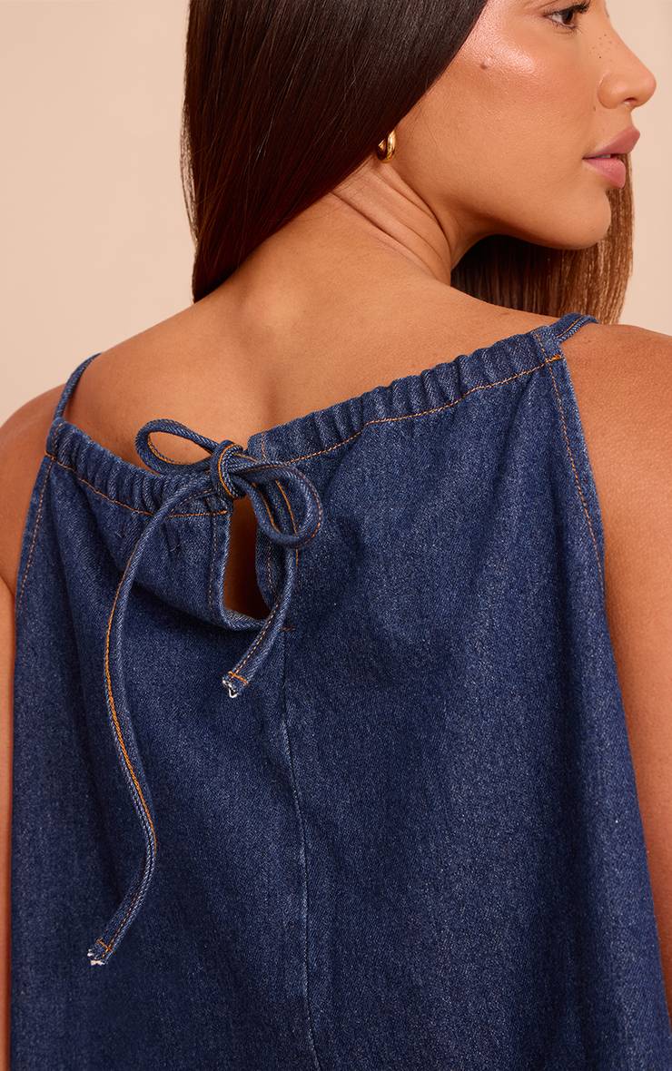 Bleu Indigo Haut En Jean Sans Manches Ample Pour Grandes Tailles