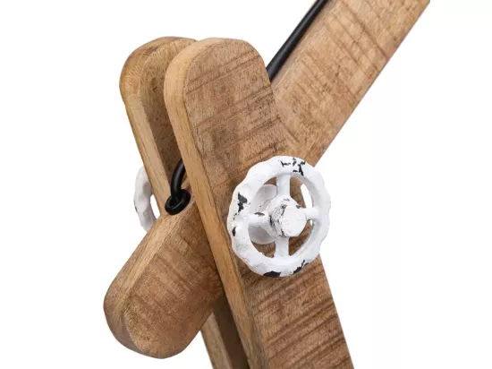 Lampe sur pied articulée en bois et métal blanc 17x22x79h