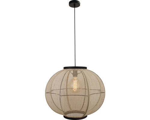 Hanglamp, 1-lichts, HxØ 165x47 cm, zwart/naturel