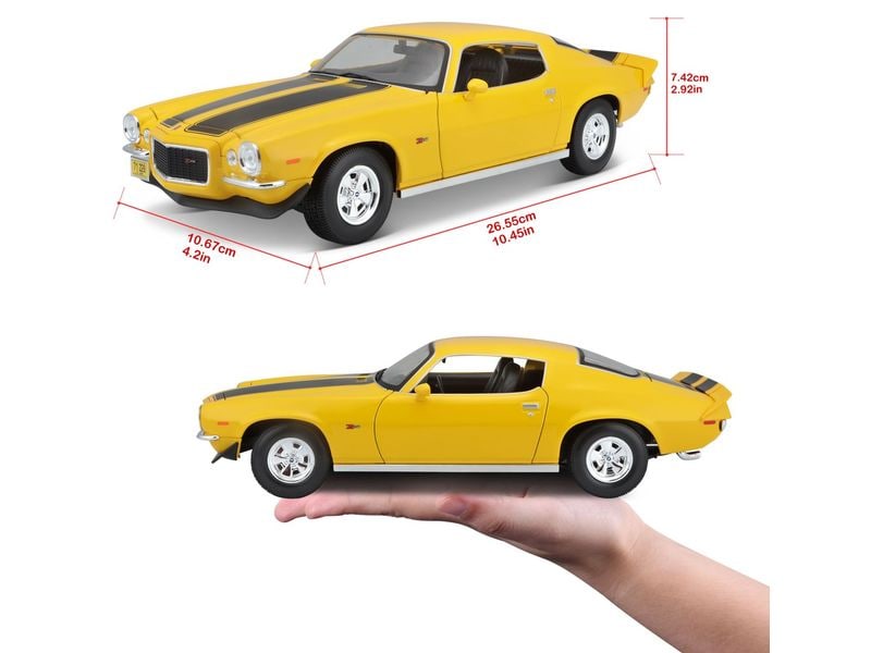 Maisto Chevrolet Camaro 1971 1:18, Gelb Sammlermodell im Massstab 1:18