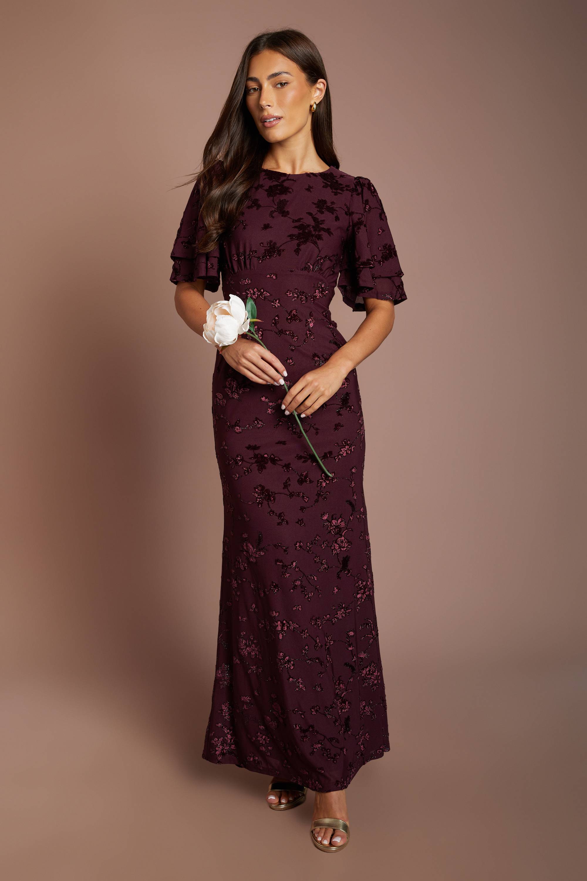 Coast Robe De Demoiselle D'honneur En Mesh Dévoré À Manches Ange