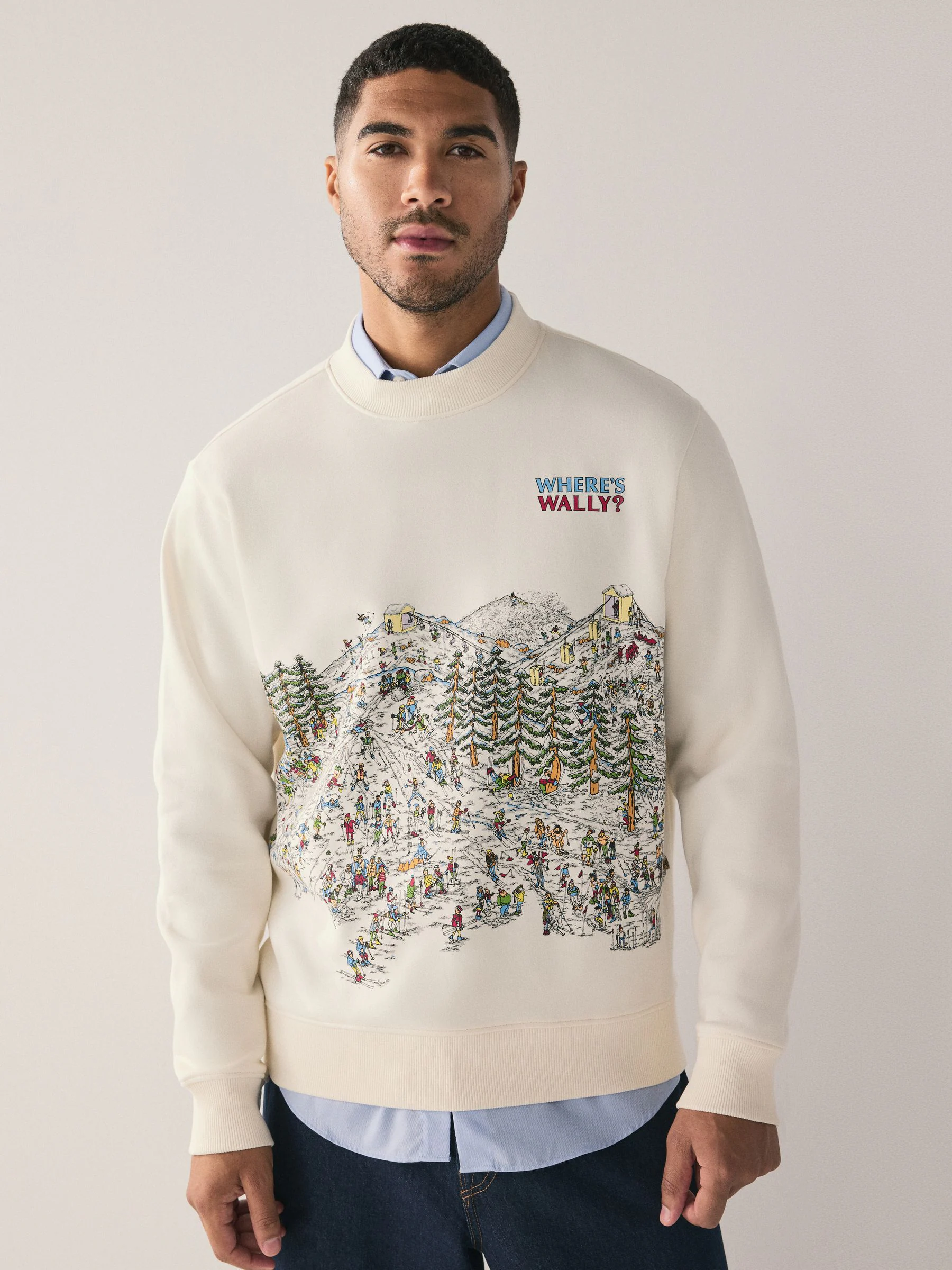 Ecru wit - Wheres Wally Christmas Licence Graphic Crew Sweatshirt