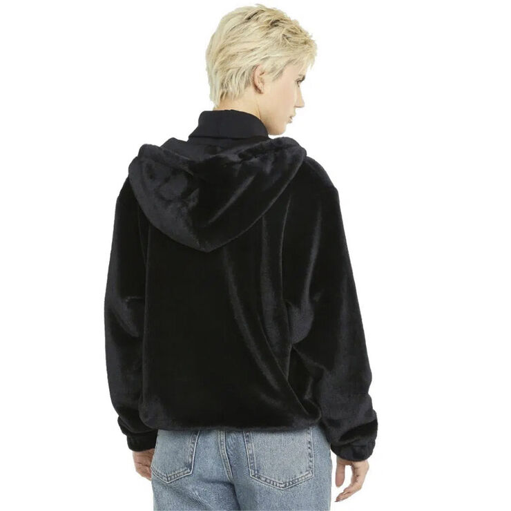 Puma Classics Faux Fur Full-Zip hættetrøje Sort