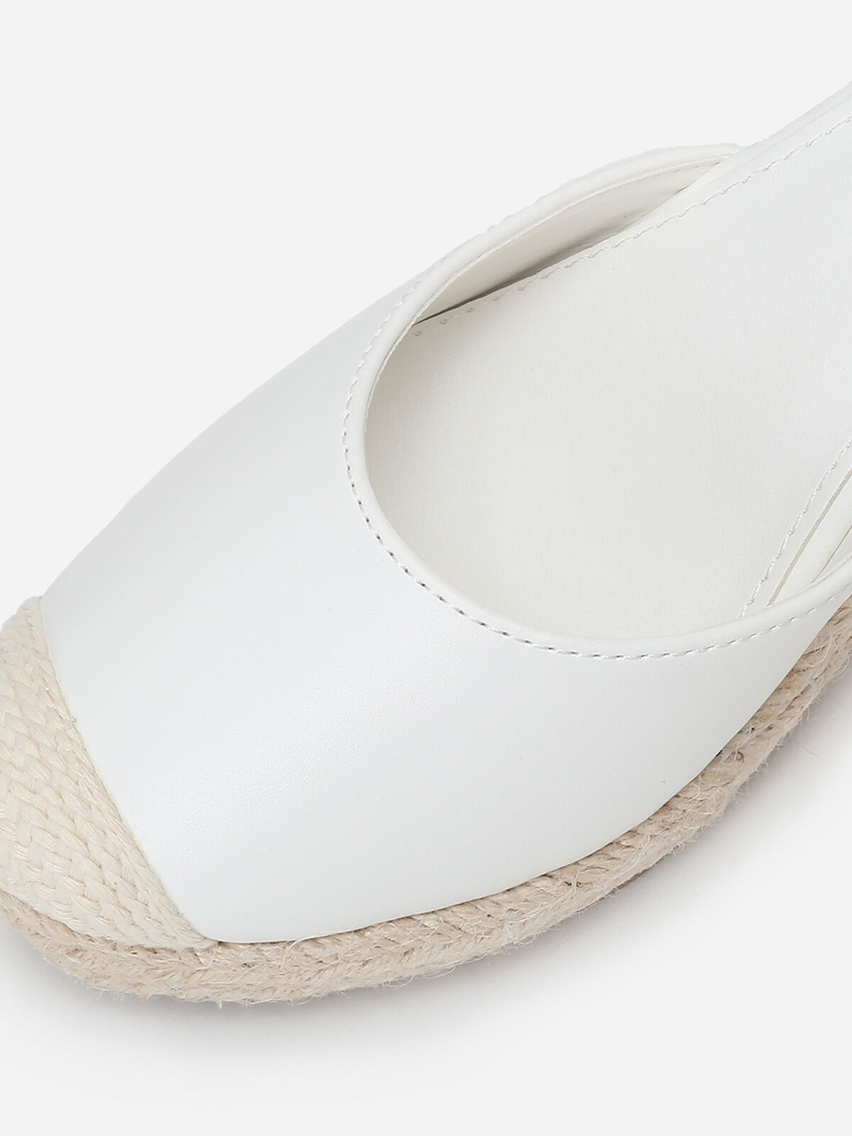 Espadrilles compensées avec ruban à nouer- Blanc