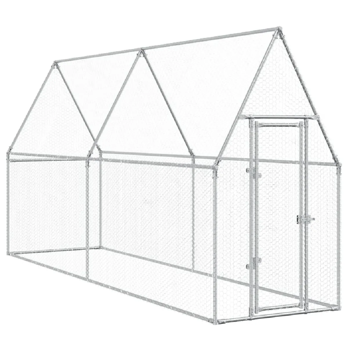 vidaXL Cage poules 400x100x190 cm argentée