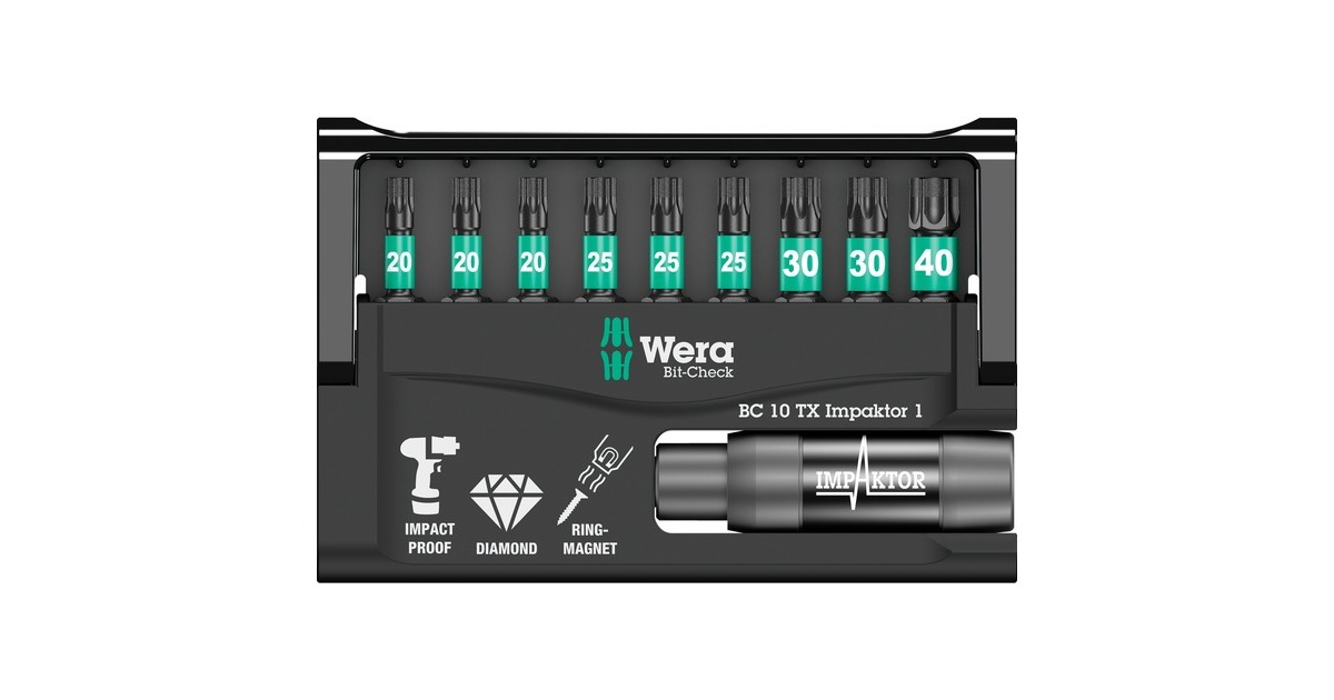 WeraBit-Check 10 TX Impaktor 1 bitset  (10-delig, Diamantcoating)