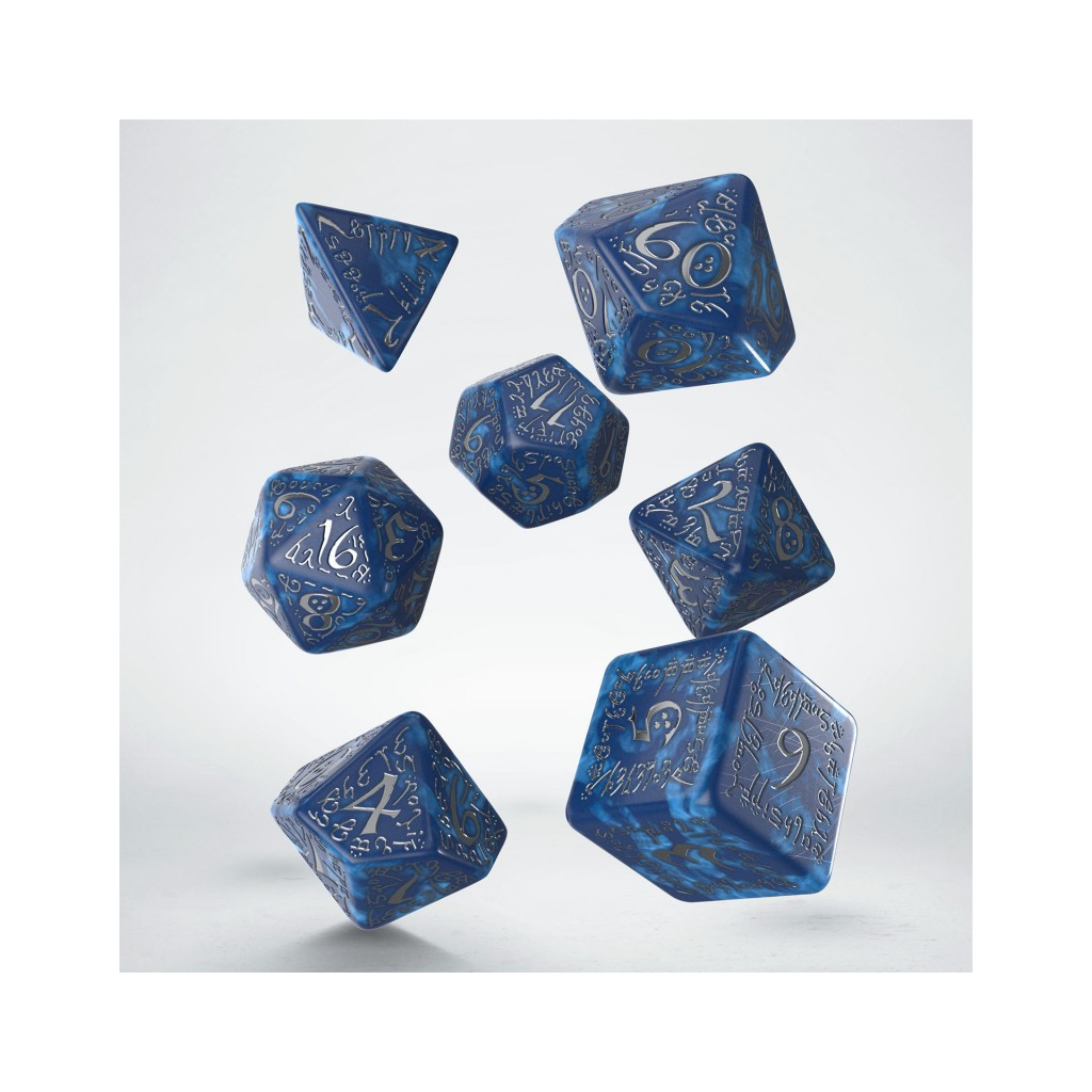 Set de dés elfique Cobalt & Argent