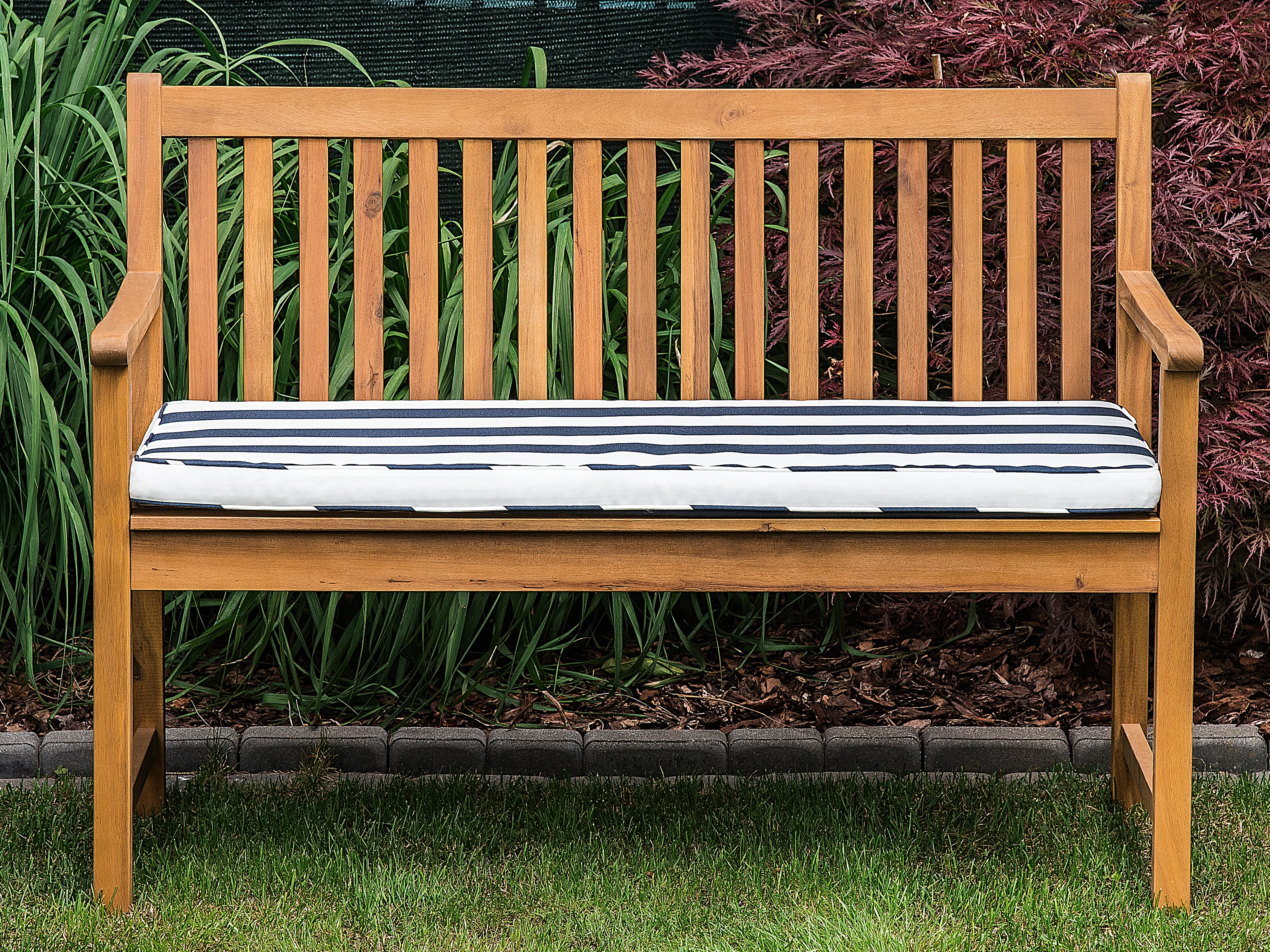Tuinbank met zitkussen VIVARA 120 cm Gecertificeerd acaciahout Marineblauw