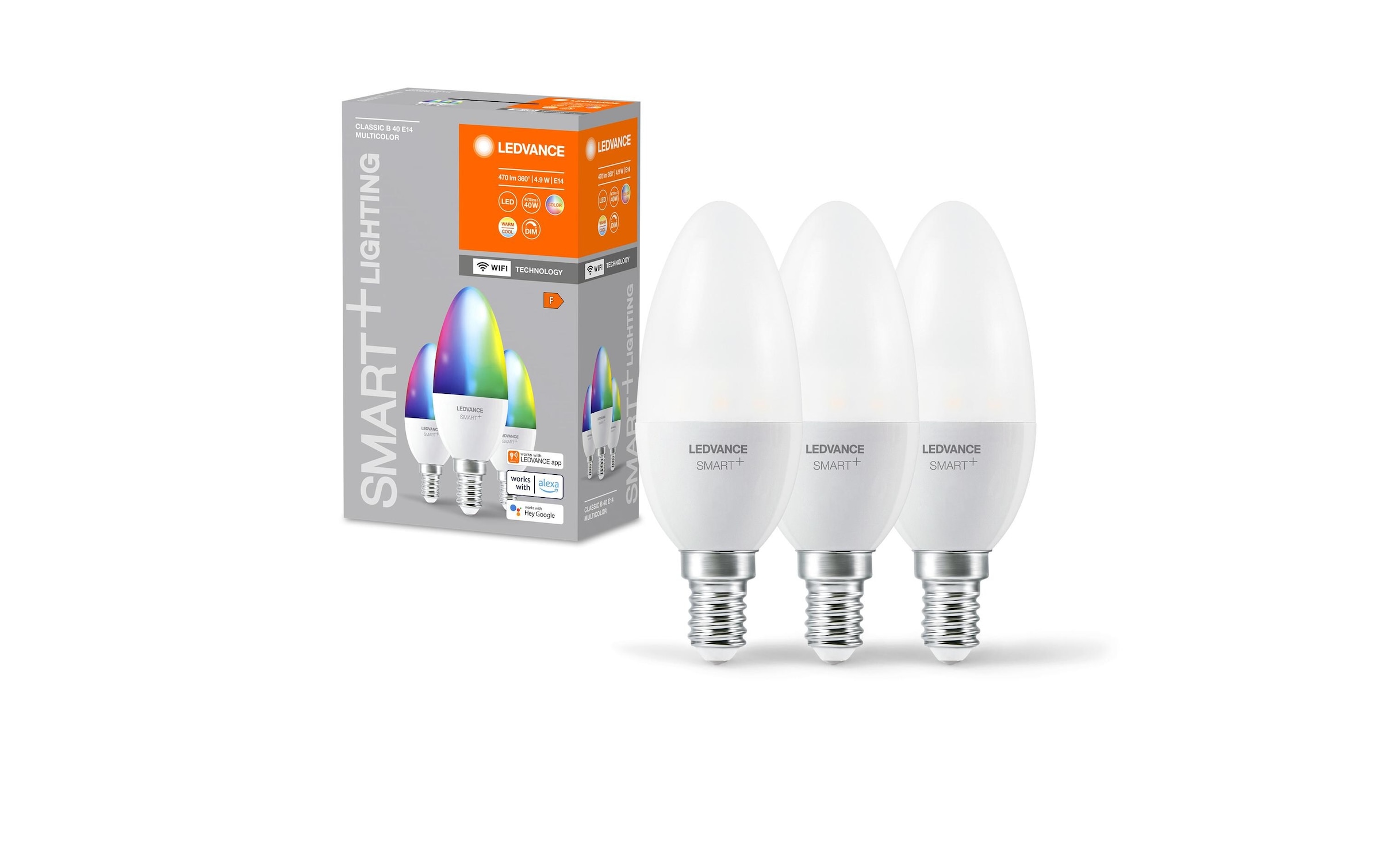 LED-Leuchtmittel »SMART+ WiFi Candle B40, E14, RGBW, 3 Stück« E14 Farbwechsler