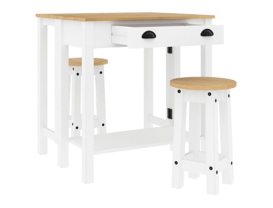 VIDAXL - Ensemble table et chaises Ensemble de bar 3 pcs blanc bois de pin massif