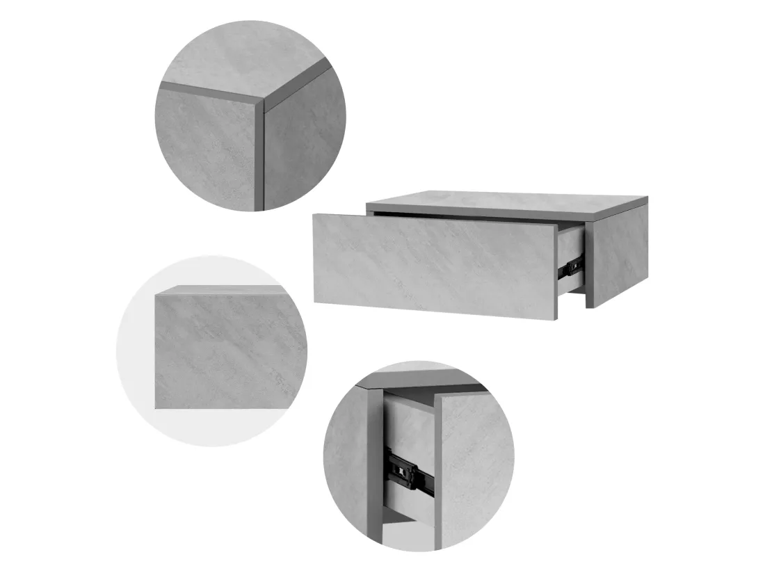 Table de nuit suspendue Commode de chevet Armoire de chevet suspendue avec tiroi