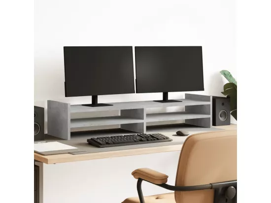 Support de moniteur gris béton 100x27x20 cm bois d'ingénierie