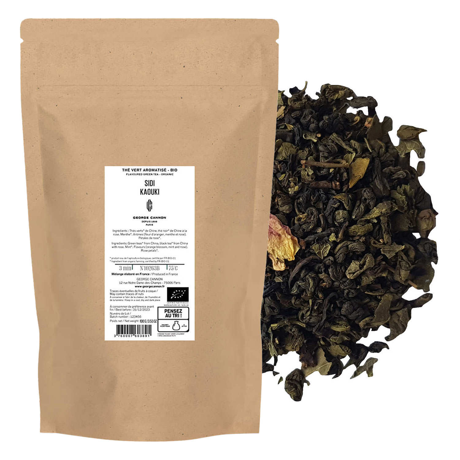 Thé vert à la menthe et à la rose Sidi Kaouki bio